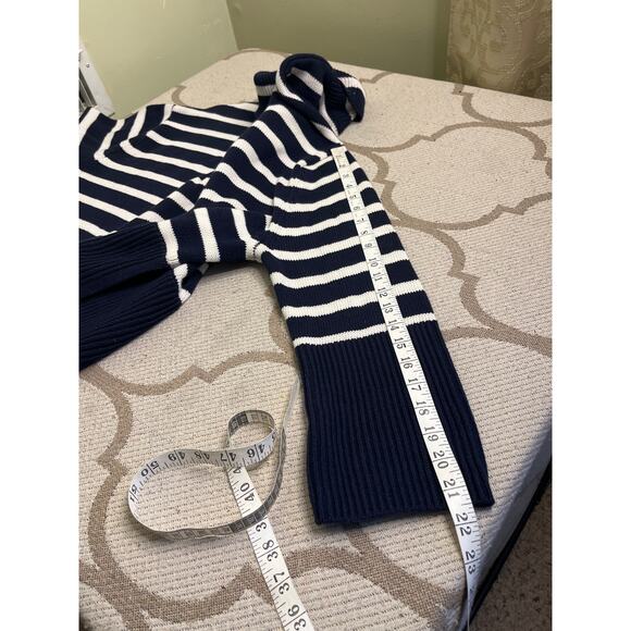 Gap relaxed fit navy white striped turtleneck sweater, size large - Picture 9 of 15